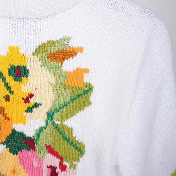 SMYTHE X AUGDEN FLORAL INTARSIA CREW Sweater- WHITE MULTI - Picture 14 of 15